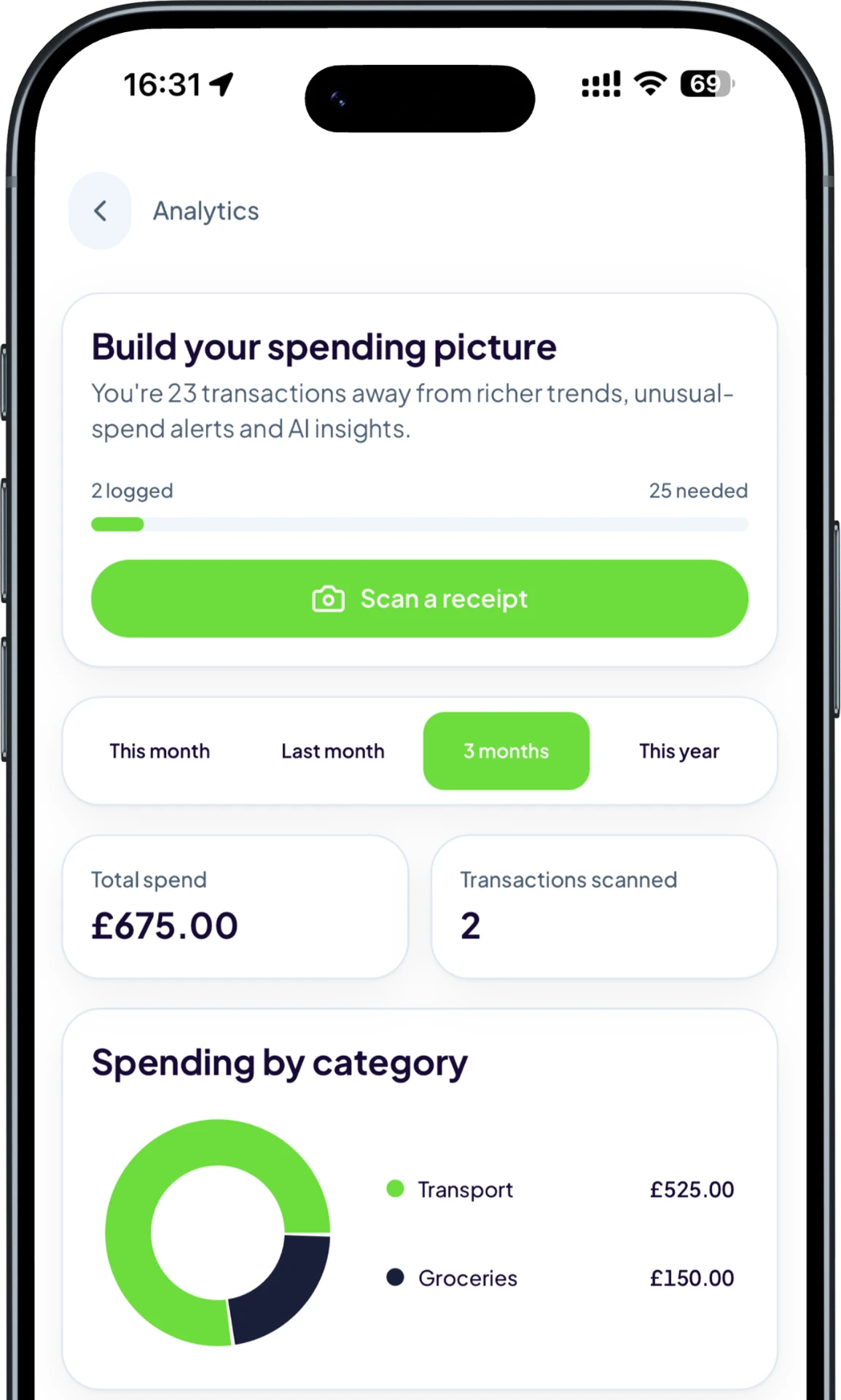Automatically categorised Trackr transactions on iPhone