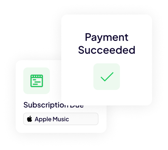 Payment Succeeded and Subscription Due cards
